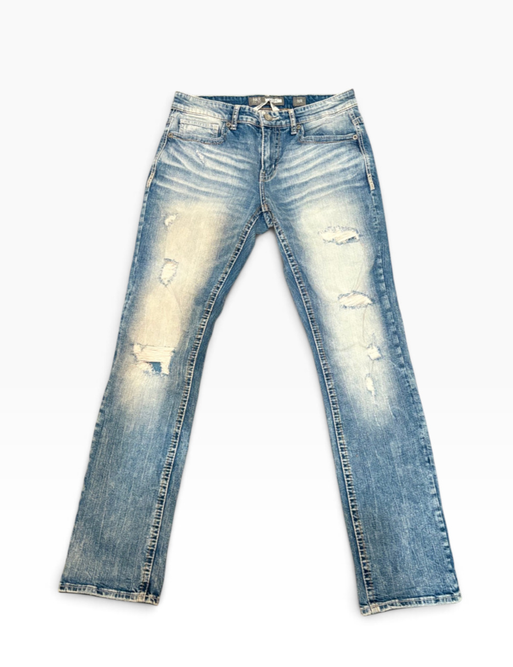 BKE Alec Straight Leg Distressed Jeans Medium Wash 31x32 Tag 31R Fits Men's